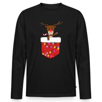 Noël de renne - T-shirt manches longues Premium bio Homme - noir - Devant - Nico (187cm)