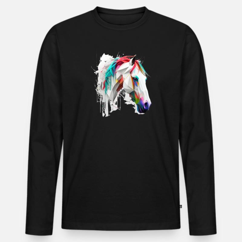 Pferdekopf-Kunst - Männer Premium Bio Langarmshirt - Schwarz