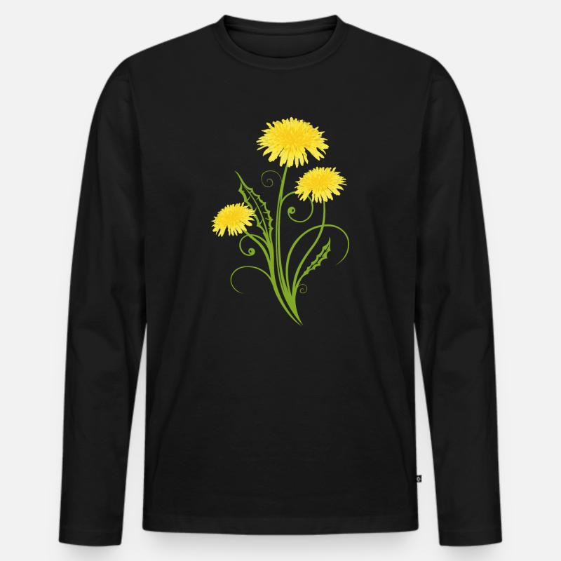 Realistic dandelion, Löwenzahn, Pusteblume - Männer Premium Bio Langarmshirt - Schwarz