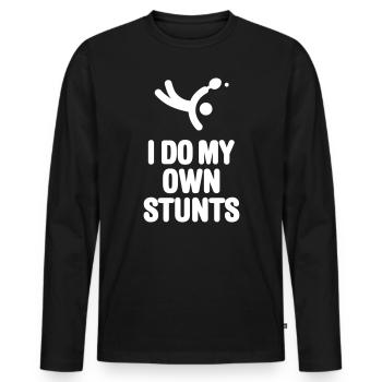 Pong Pong Joueur Je fais mes propres cascades - T-shirt manches longues Premium bio Homme - noir - Devant - Nico (187cm)
