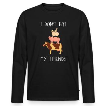I Don't Eat My Friends - Men's Premium Organic Long Sleeve Shirt - black - Front - Nico (187cm)