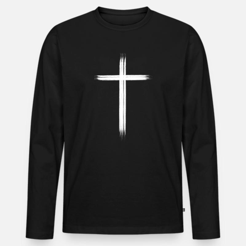 Jesus Christus Kreuz - Männer Premium Bio Langarmshirt - Schwarz