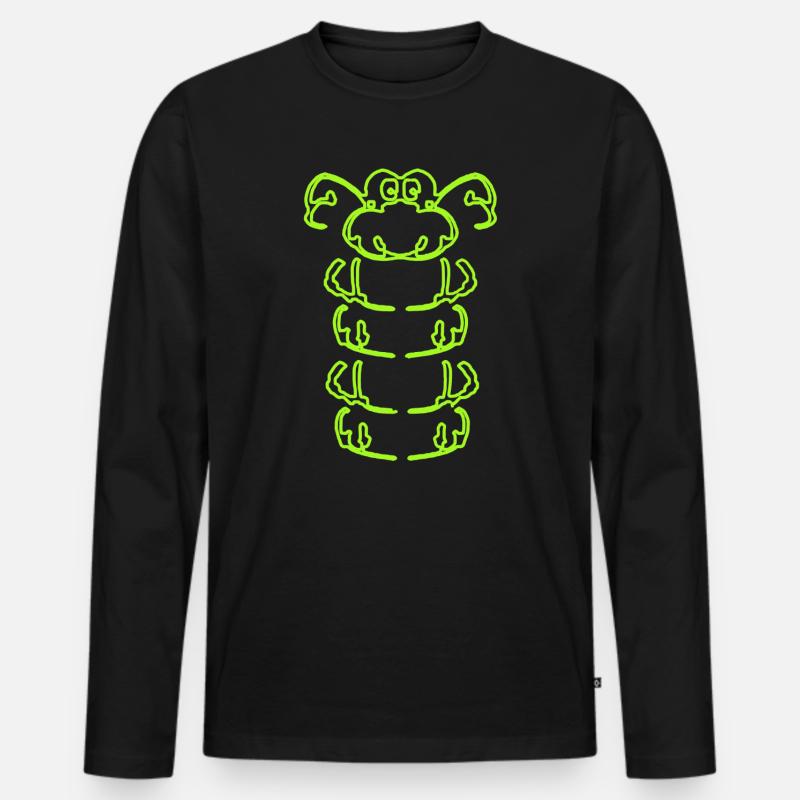 Raupe in grün - Männer Premium Bio Langarmshirt - Schwarz