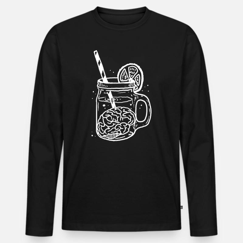 Brainfood 2 Invert - Männer Premium Bio Langarmshirt - Schwarz