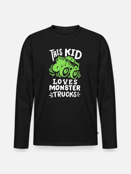 Monstertrucks für Kinder - Männer Premium Bio Langarmshirt - Schwarz