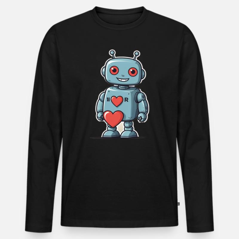 I Love Robots - Männer Premium Bio Langarmshirt - Schwarz