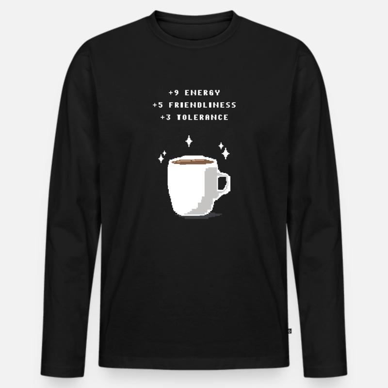 Coffee boost - Männer Premium Bio Langarmshirt - Schwarz