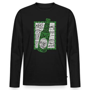 Bier - Männer Premium Bio Langarmshirt - Schwarz - Vorne - Nico (187cm)
