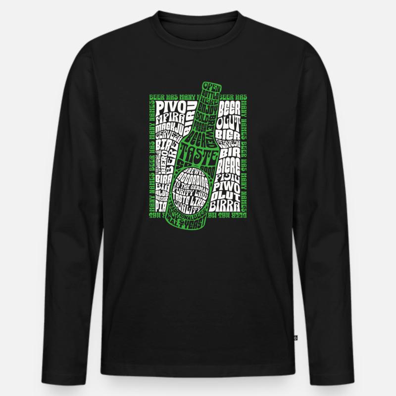 Bier - Männer Premium Bio Langarmshirt - Schwarz