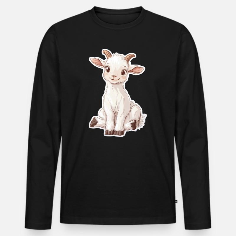 Ziege - Männer Premium Bio Langarmshirt - Schwarz