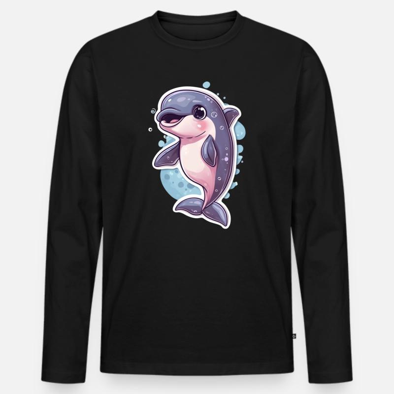 Delfin - Männer Premium Bio Langarmshirt - Schwarz