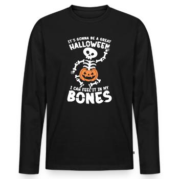 It's Gonna Be A Great Halloween I Can Feel It In - Männer Premium Bio Langarmshirt - Schwarz - Vorne - Nico (187cm)