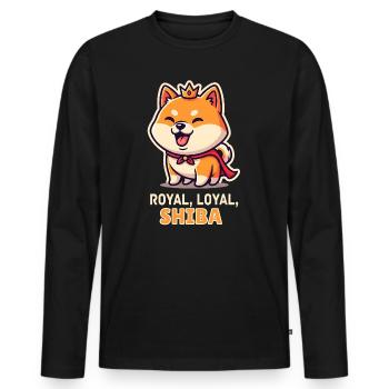 Shiba Inu Humour Chibi Royal Loyal - T-shirt manches longues Premium bio Homme - noir - Devant - Nico (187cm)