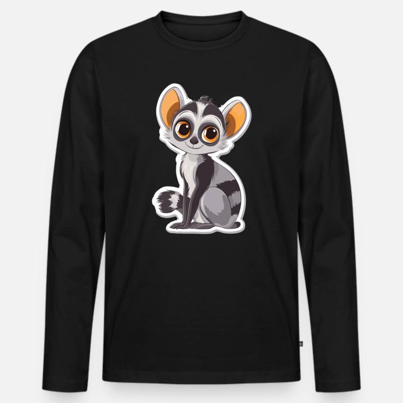 Lemur - Männer Premium Bio Langarmshirt - Schwarz