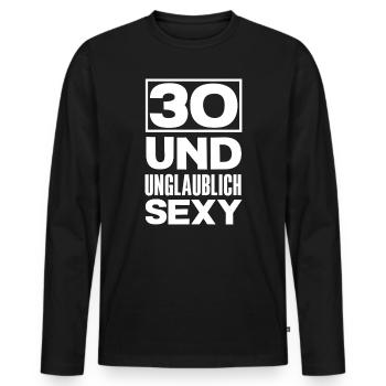 Funny 30th birthday gift - Men's Premium Organic Long Sleeve Shirt - black - Front - Nico (187cm)