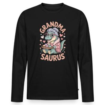 Oma Saurus Großmutter - Männer Premium Bio Langarmshirt - Schwarz - Vorne - Nico (187cm)