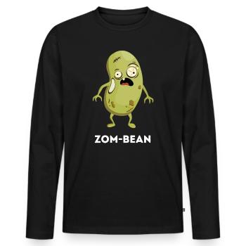 Zom-bean – Funny Zombie Bean Pun - Men's Premium Organic Long Sleeve Shirt - black - Front - Nico (187cm)