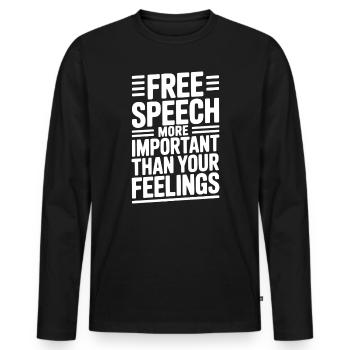 La liberté d’expression est plus importante que les sentiments - T-shirt manches longues Premium bio Homme - noir - Devant - Nico (187cm)