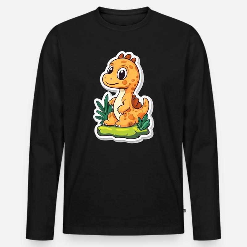 Dinosaurier - Männer Premium Bio Langarmshirt - Schwarz