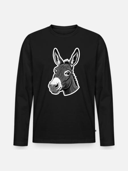 Curious Donkey – Charming & Funny - Men's Premium Organic Long Sleeve Shirt - black