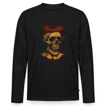 Dunkler Apfelschädel - Männer Premium Bio Langarmshirt - Schwarz - Vorne - Nico (187cm)