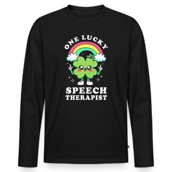 Speech therapist Speech therapist - Men's Premium Organic Long Sleeve Shirt - black - Front - Nico (187cm)