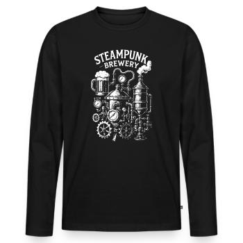 Steampunk Brewery gift - Men's Premium Organic Long Sleeve Shirt - black - Front - Nico (187cm)