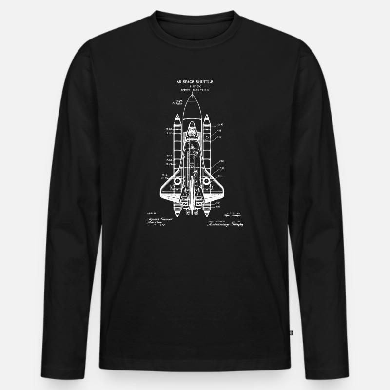 Space Shuttle-Bauplan - Männer Premium Bio Langarmshirt - Schwarz