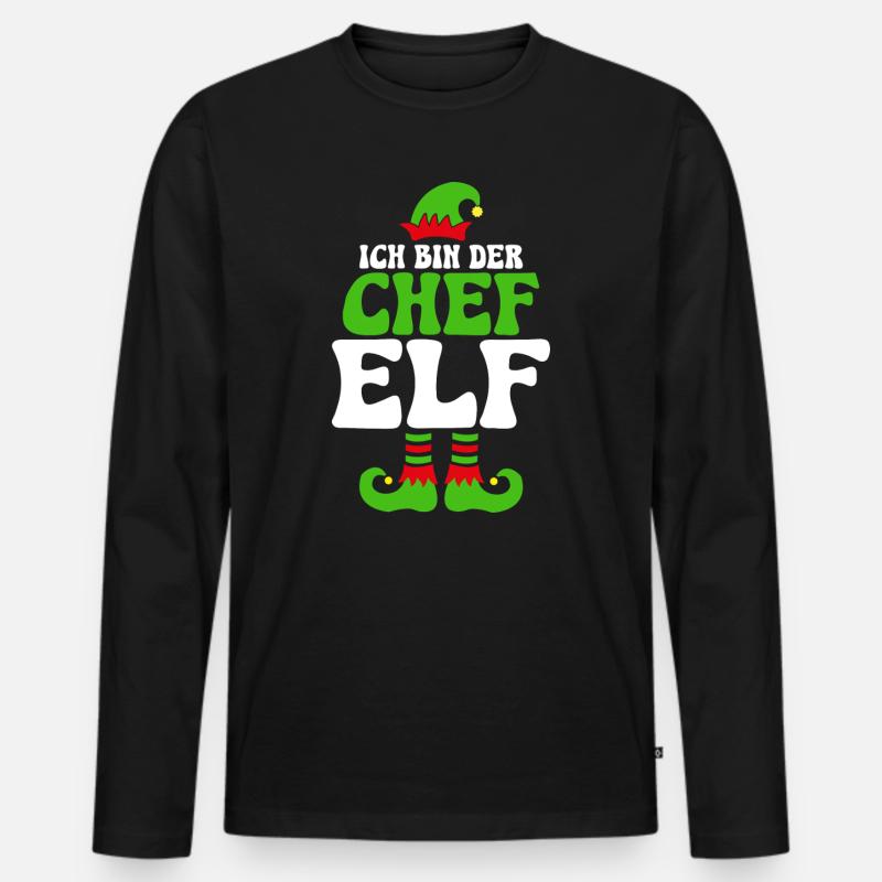 Ich bin der Chef Elf - Männer Premium Bio Langarmshirt - Schwarz