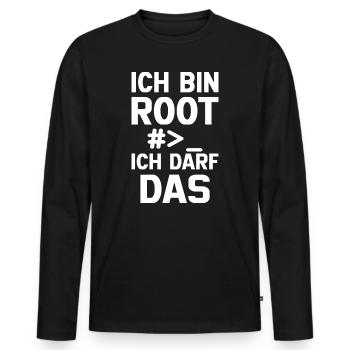 Je suis Root – Sans permission - T-shirt manches longues Premium bio Homme - noir - Devant - Nico (187cm)