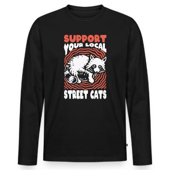Waschbär Motiv Natur Tierwelt Tierliebhaber - Männer Premium Bio Langarmshirt - Schwarz - Vorne - Nico (187cm)