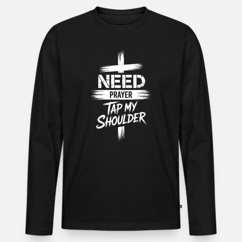 Brauche Gebetskreuz-Tee - Männer Premium Bio Langarmshirt - Schwarz