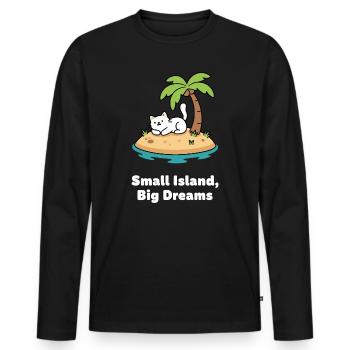 Cat's dream island idyll - Men's Premium Organic Long Sleeve Shirt - black - Front - Nico (187cm)