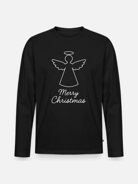 Merry Christmas Angel , Christmas Angel - Men's Premium Organic Long Sleeve Shirt - black