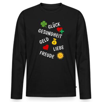 Lucky Shamrock Lucky Charm Congratulations - Men's Premium Organic Long Sleeve Shirt - black - Front - Nico (187cm)