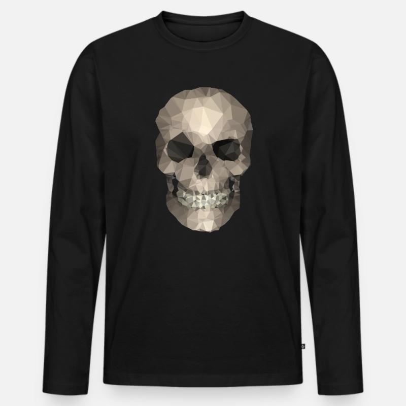 Polygon Geometrischer Schädel – Moderner Low Poly - Männer Premium Bio Langarmshirt - Schwarz