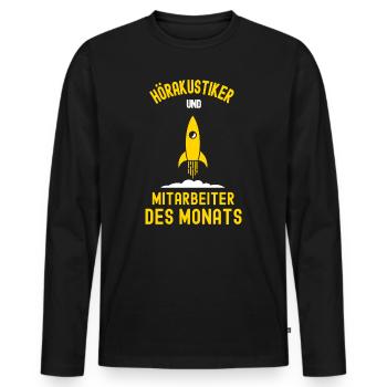Acoustique auditif Employé du Mois Auditionnant Acoustique - T-shirt manches longues Premium bio Homme - noir - Devant - Nico (187cm)
