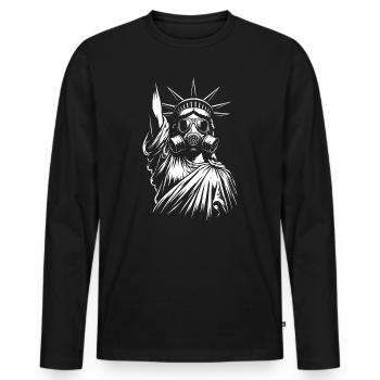 Statue of Liberty with Gas Mask design - Men's Premium Organic Long Sleeve Shirt - black - Front - Nico (187cm)