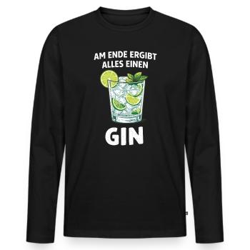 Am Ende ergibt alles einen Gin – Spruch - Männer Premium Bio Langarmshirt - Schwarz - Vorne - Nico (187cm)