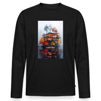 NO ADDRESS NEEDED - Modern Autumn Island Villa - Men's Premium Organic Long Sleeve Shirt - black - Front - Nico (187cm)