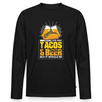 Bière Taco Bière Buveur de bière Amateur de bière - T-shirt manches longues Premium bio Homme - noir - Devant - Nico (187cm)