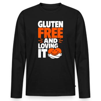 Gluten Free And Loving It Heart - Men's Premium Organic Long Sleeve Shirt - black - Front - Nico (187cm)