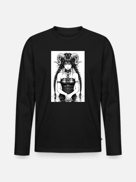 Sirène gothique dans l’eau - T-shirt manches longues Premium bio Homme - noir