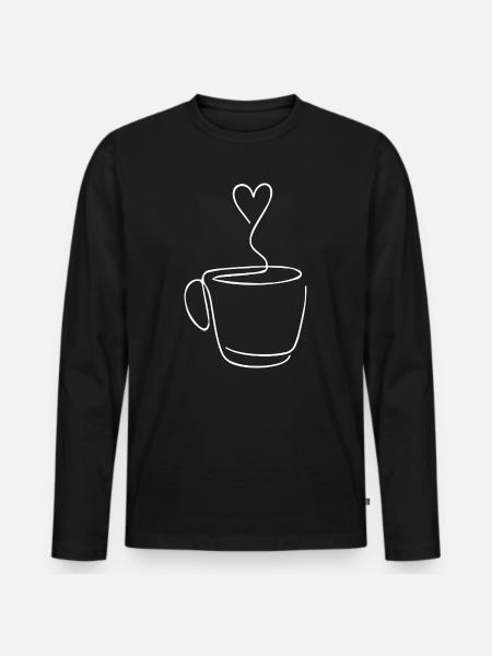 Heart Coffee Mug Coffee Lover - Men's Premium Organic Long Sleeve Shirt - black
