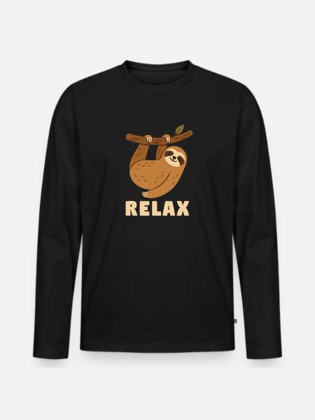 Relax - Männer Premium Bio Langarmshirt - Schwarz