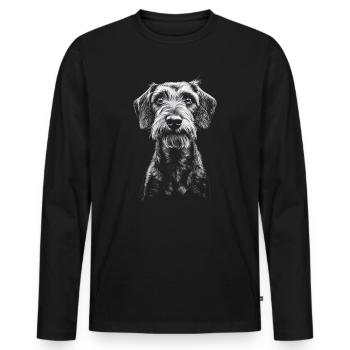 Teckel à poil dur Portrait Chien Chien Teckel - T-shirt manches longues Premium bio Homme - noir - Devant - Nico (187cm)