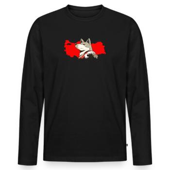 Türkiye Türkei Flagge Geschenk mit Wolf Göktürk - Männer Premium Bio Langarmshirt - Schwarz - Vorne - Nico (187cm)