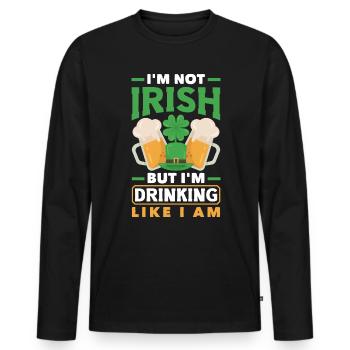 Boire comme un trèfle irlandais de la Saint-Patrick - T-shirt manches longues Premium bio Homme - noir - Devant - Nico (187cm)