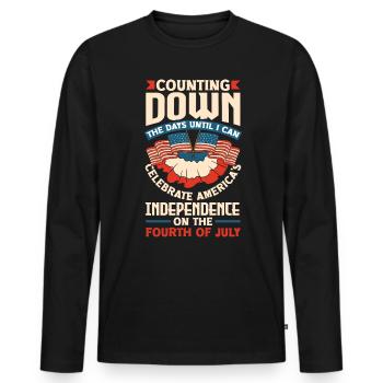 Je peux célébrer l’indépendance de l’Amérique sur le - T-shirt manches longues Premium bio Homme - noir - Devant - Nico (187cm)