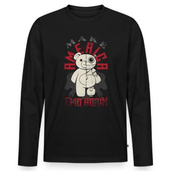 Emoticon Make America Emo Again Emocore Esthétique - T-shirt manches longues Premium bio Homme - noir - Devant - Nico (187cm)